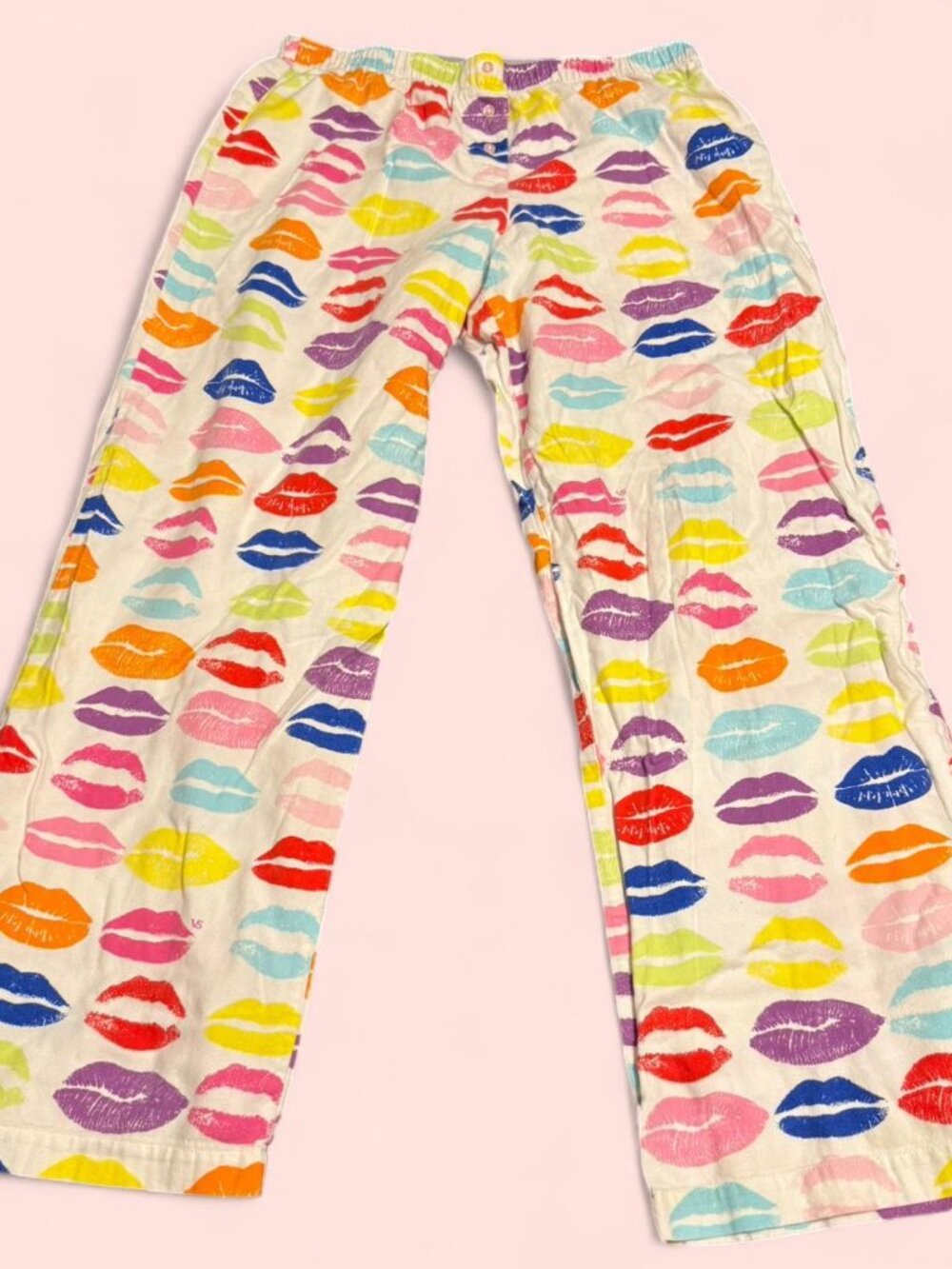 Vintage Y2K Victoria's Secret multi-coloured lipstick kiss print pajama set - Picture 4 of 9